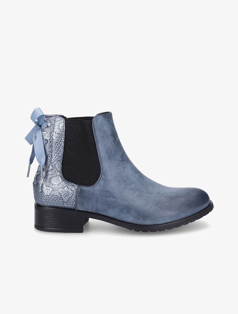 Bottines à contrefort python corseté - Bleu - 6