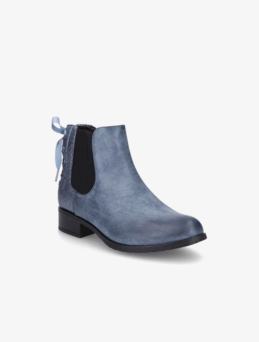 Bottines à contrefort python corseté - Bleu - 2