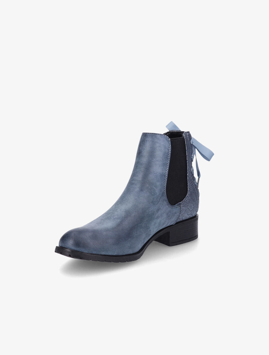 Bottines à contrefort python corseté - Bleu - 3