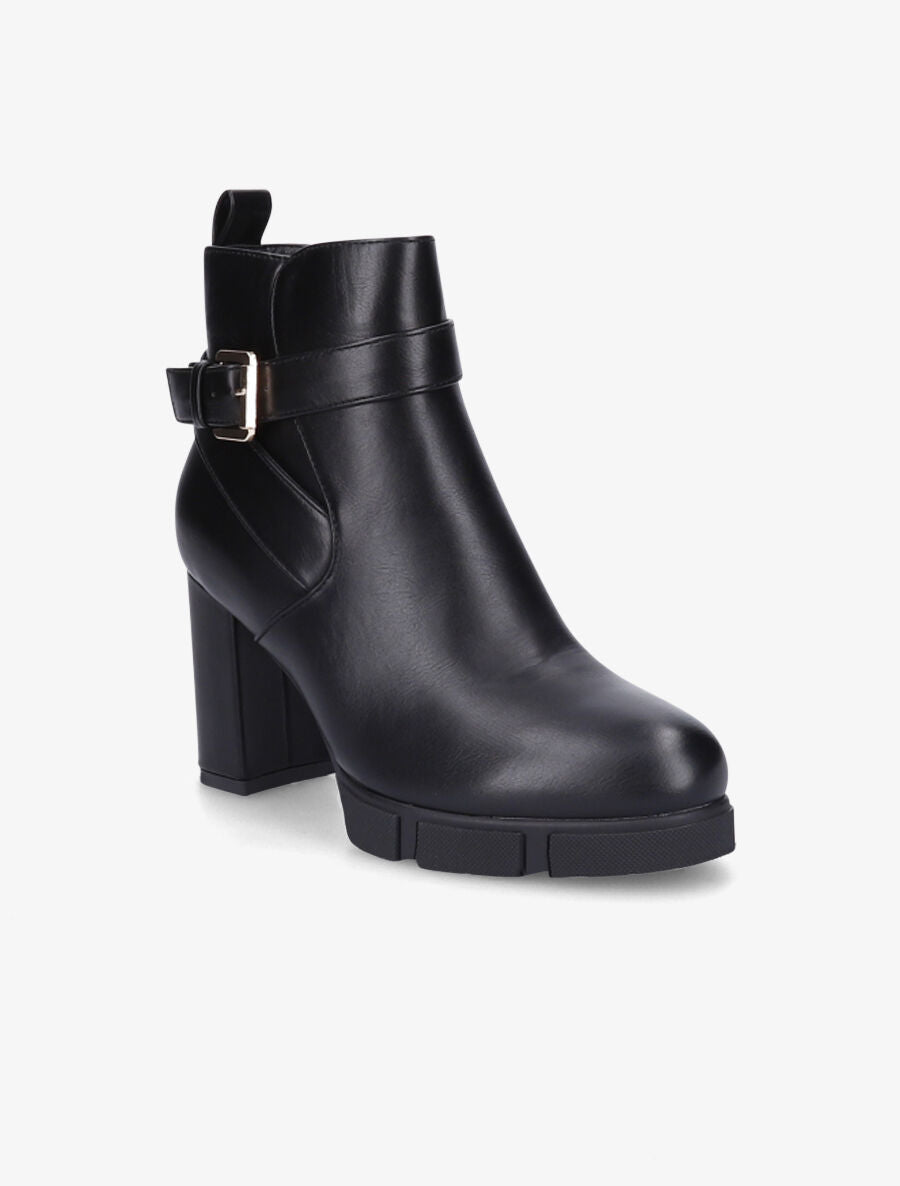 Bottines à talon et boucle - Noir - 2