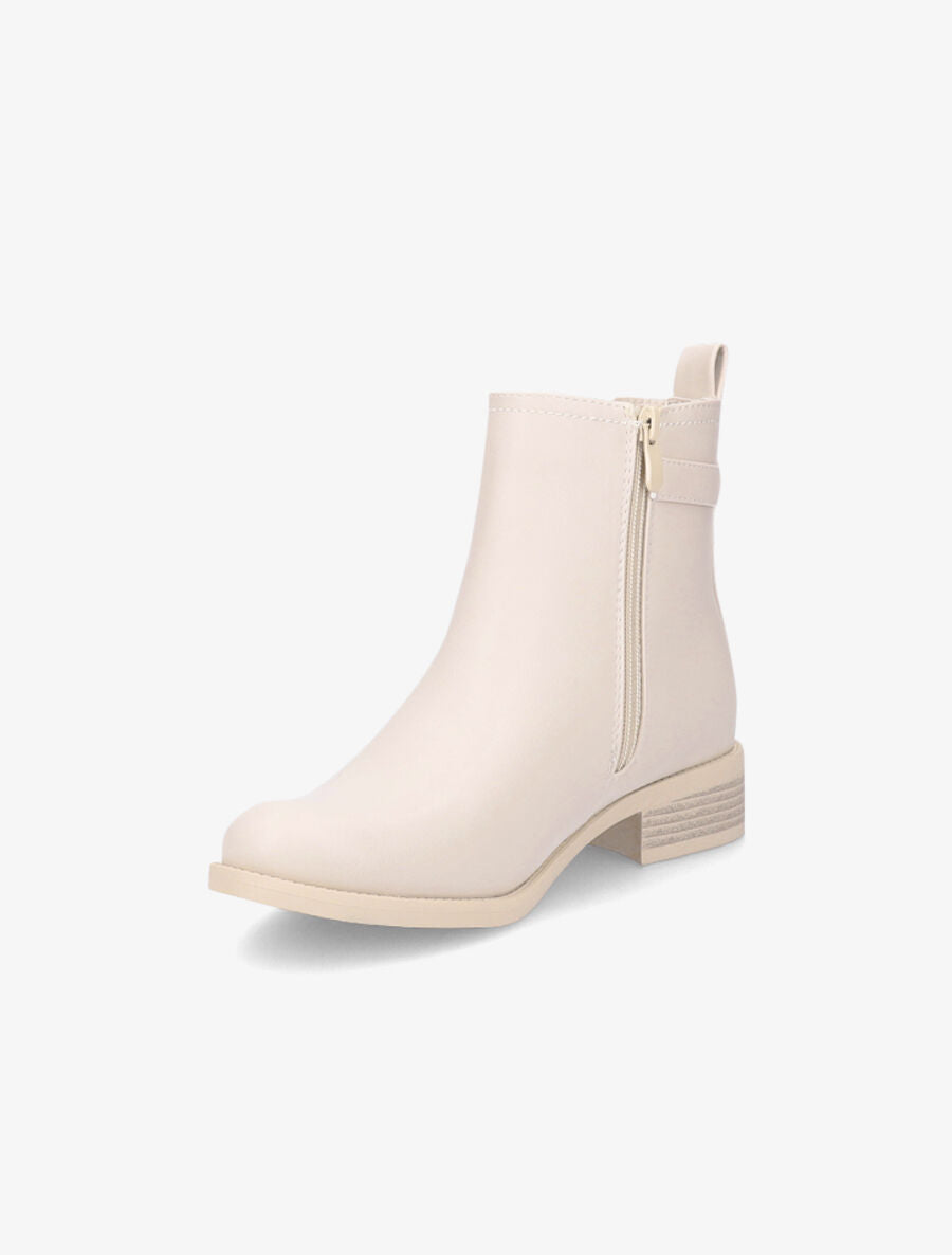 Bottines élastiquées à boucle métallique - Beige - 3
