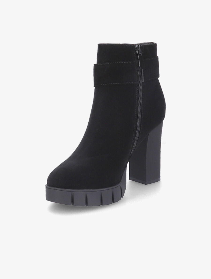 Bottines à talon et boucle à strass - Noir - 3