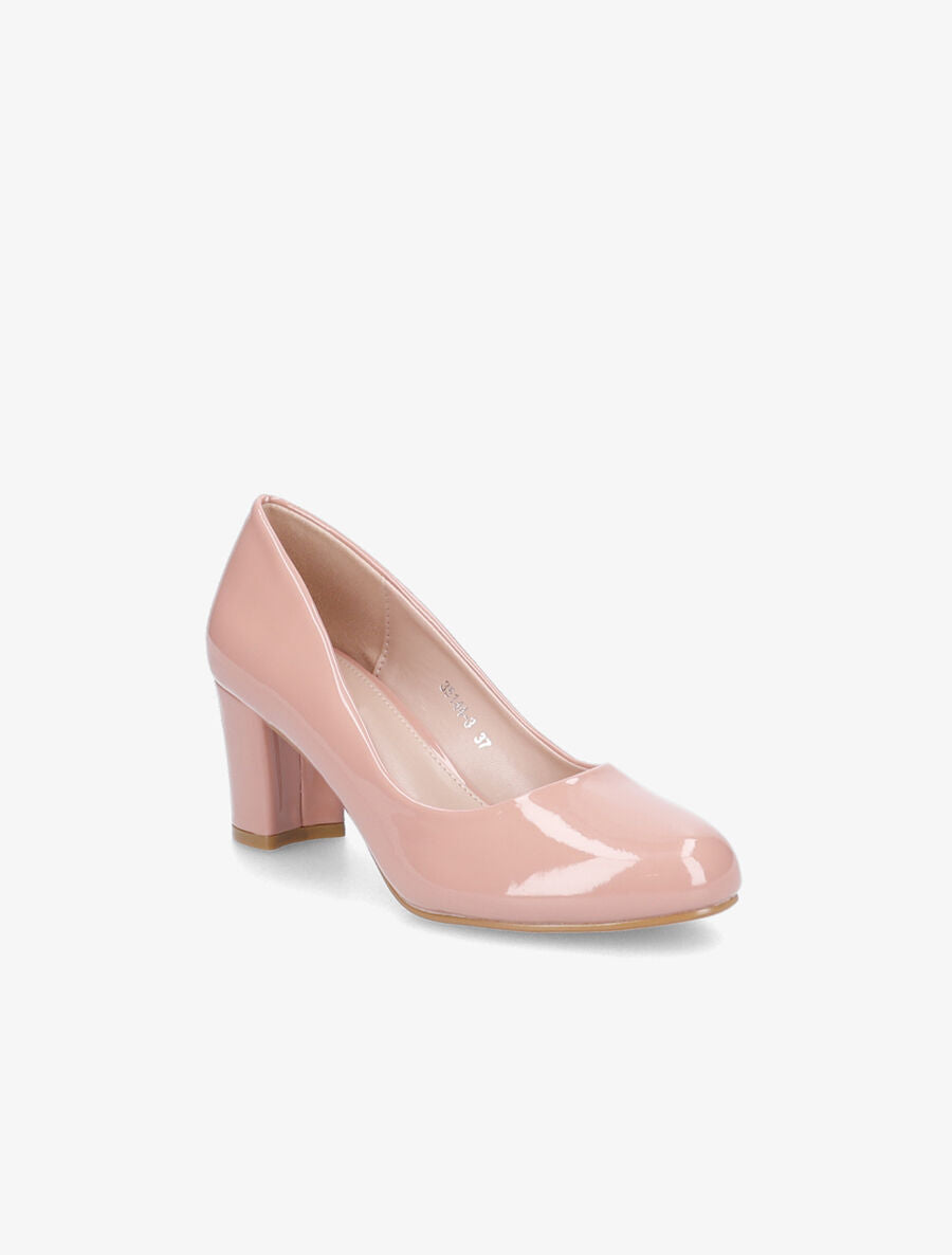 Escarpins vernis à talon carré - Rose - 2