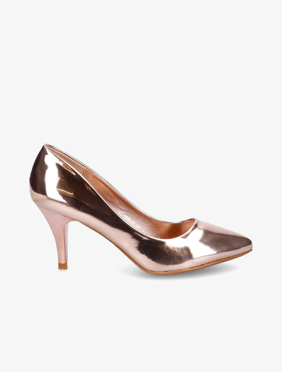 Escarpins métallisés à bouts pointus - Rose gold - 1