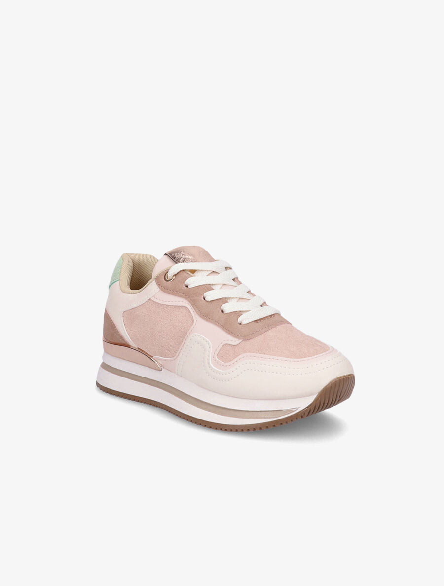 Sneakers en suédine et simili - Rose - 2