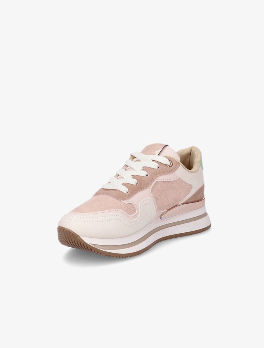 Sneakers en suédine et simili - Rose - 3