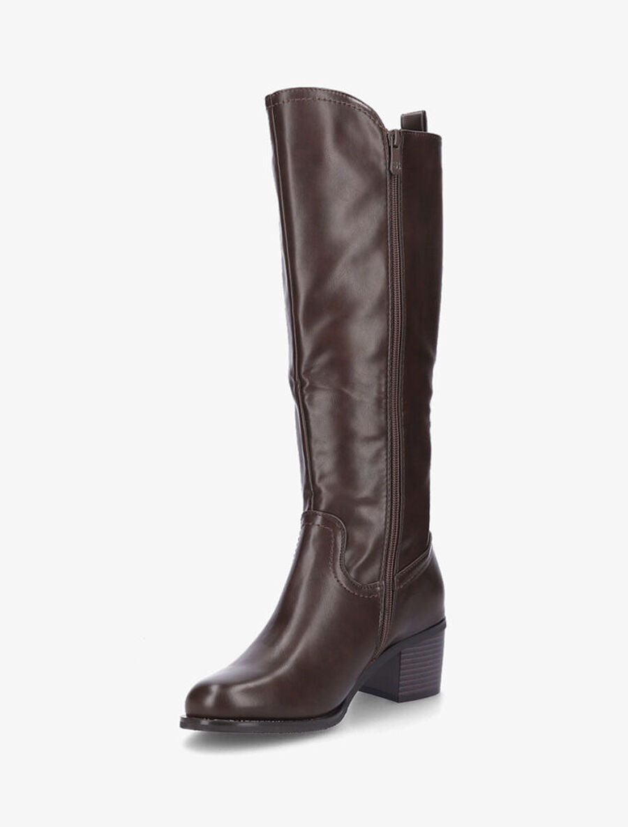 Bottes élastiquées en simili - Marron - 3