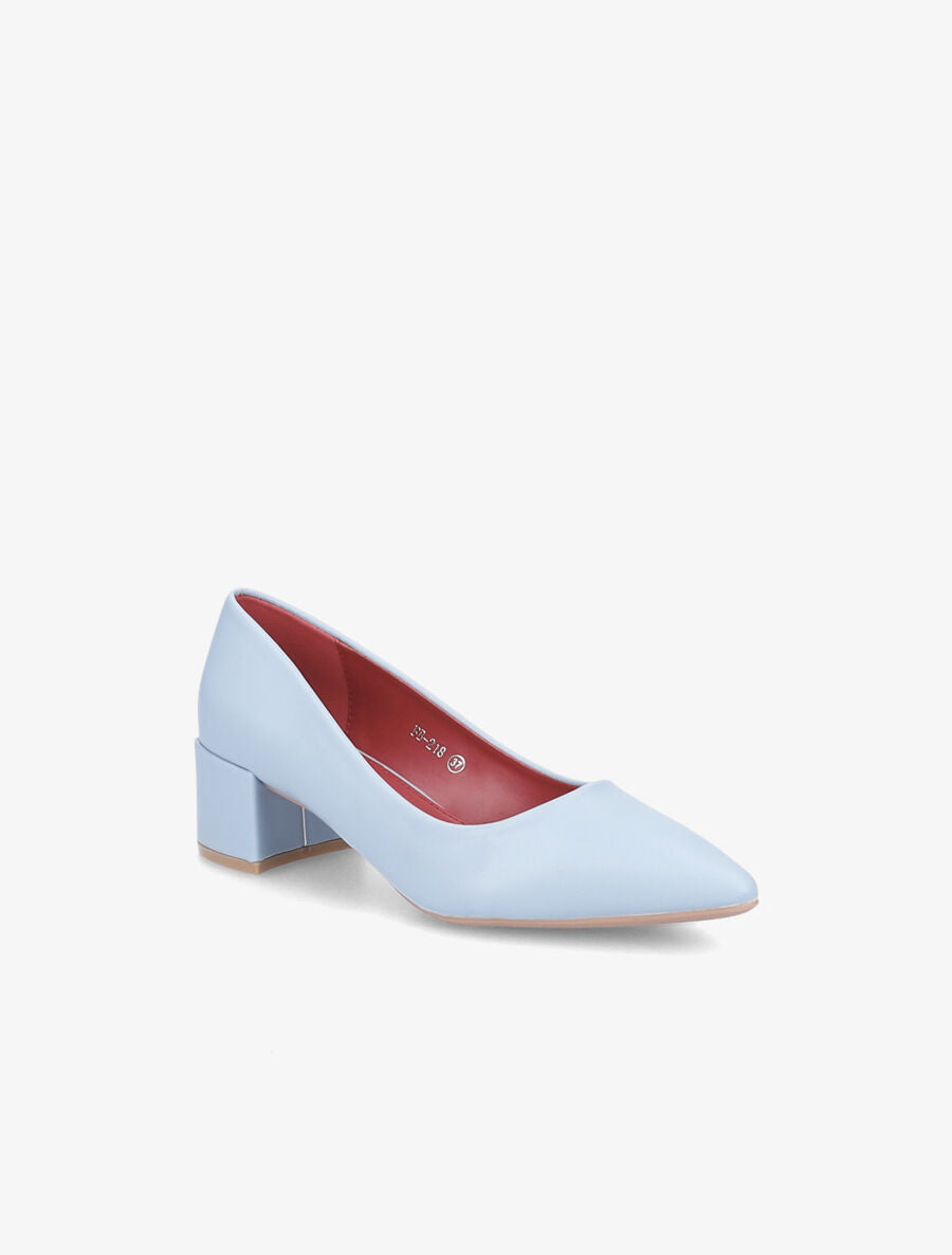 Escarpins en simili à talon bloc - Bleu ciel - 2