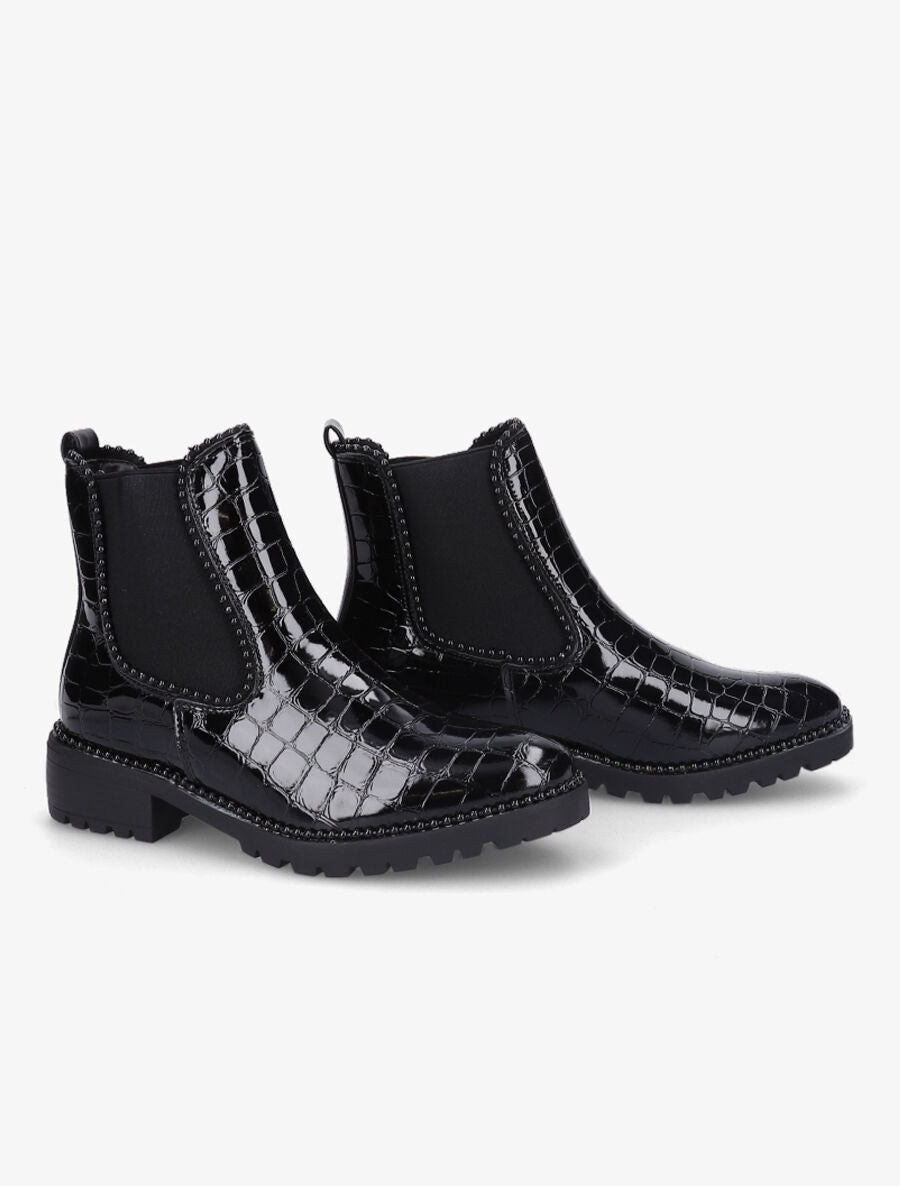 Chelsea boots croco à billes - Noir - 4