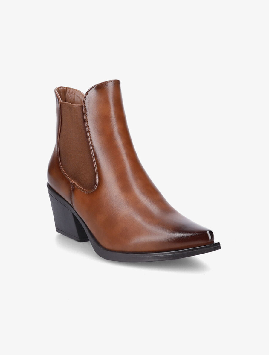 Bottines pointues patinées - Camel - 2