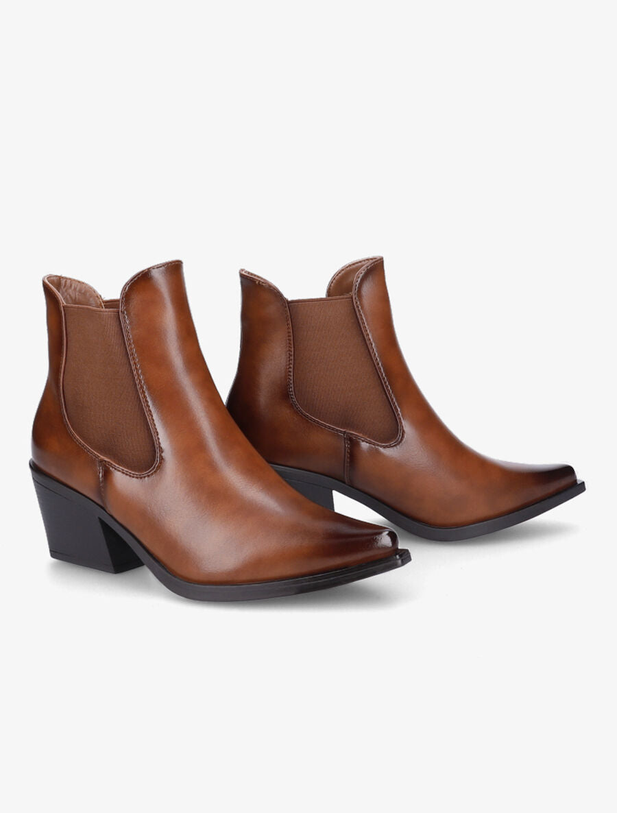 Bottines pointues patinées - Camel - 4
