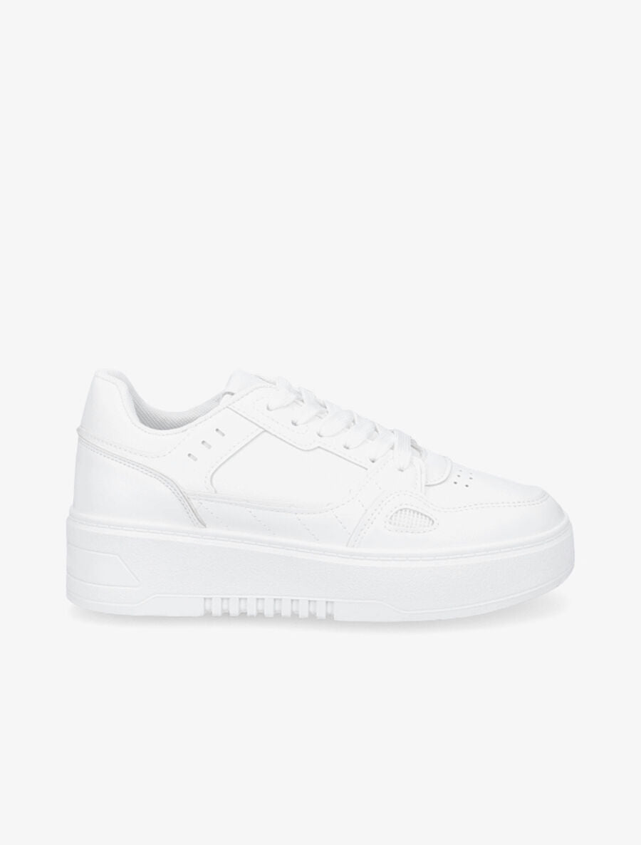 Sneakers en simili à plateforme - Blanc - 1