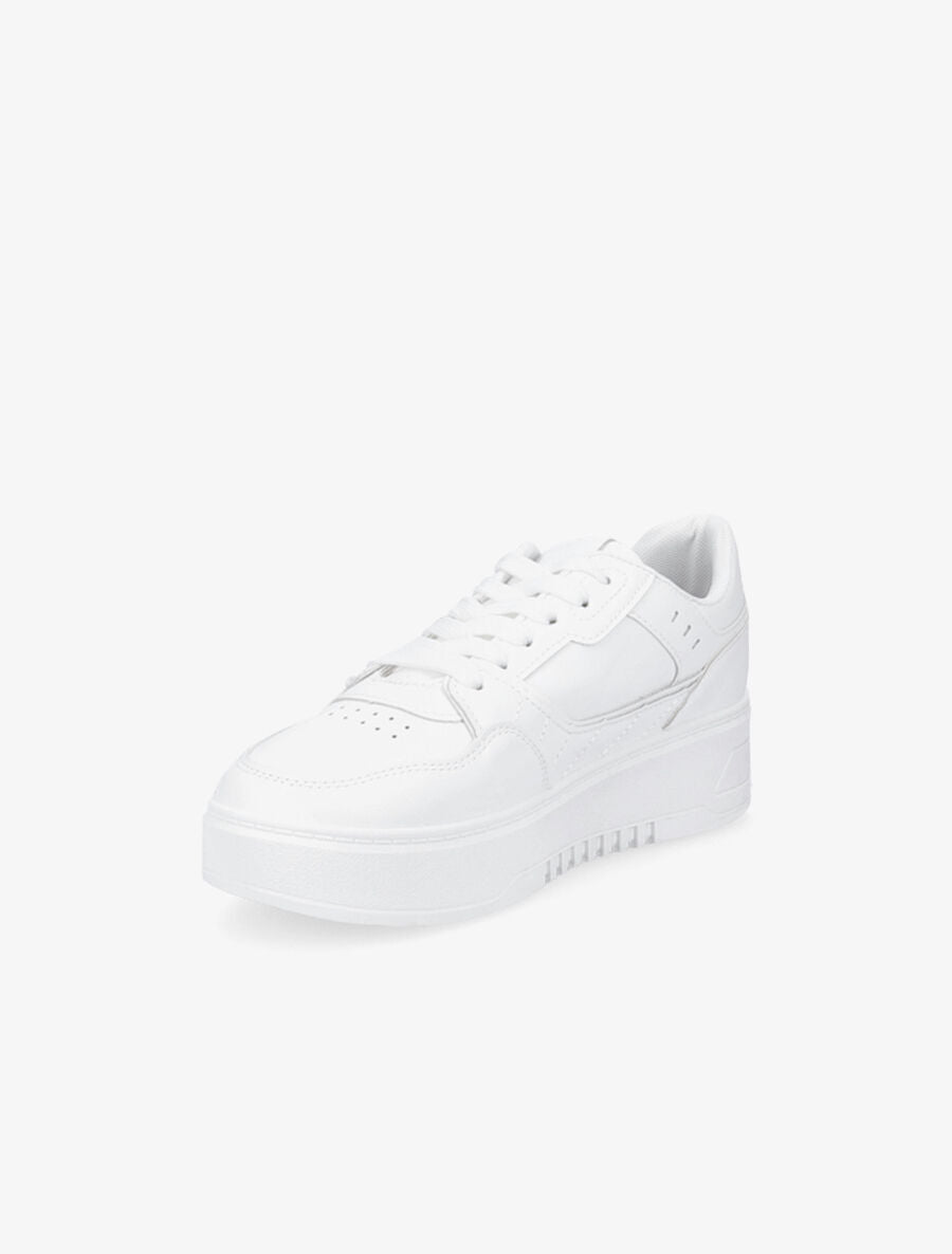 Sneakers en simili à plateforme - Blanc - 3