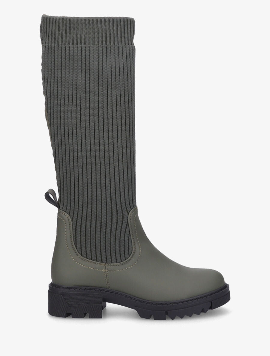 Bottes style chaussettes à semelles crantées - Kaki - 1