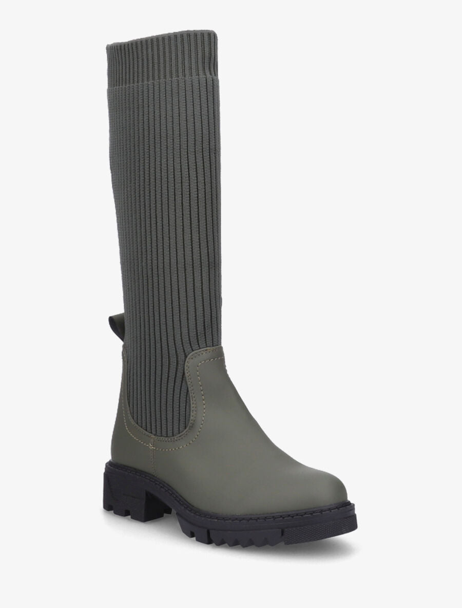 Bottes style chaussettes à semelles crantées - Kaki - 2