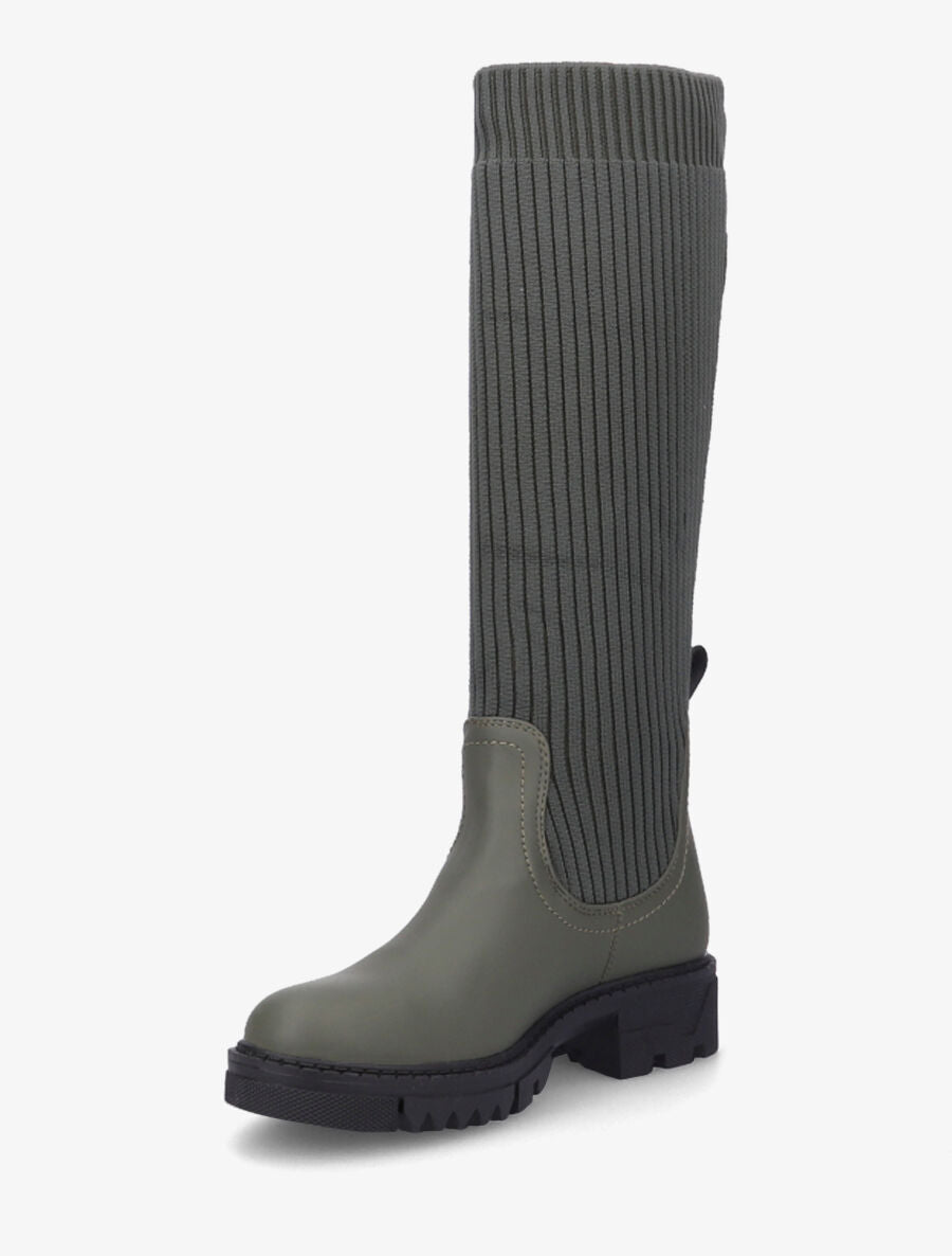 Bottes style chaussettes à semelles crantées - Kaki - 3
