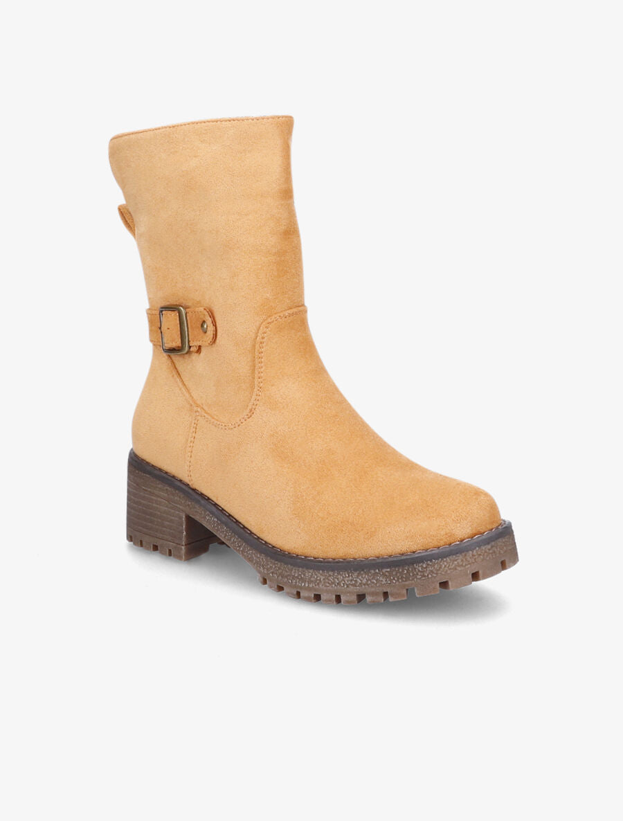 Bottines fourrées en suédine - Camel - 6