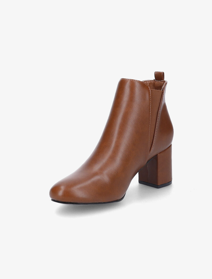 Bottines élastiquées à talon en simili - Camel - 3
