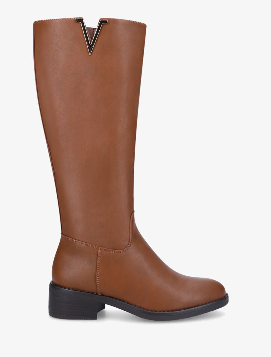 Bottes en simili à empiècement métallique - Camel - 1