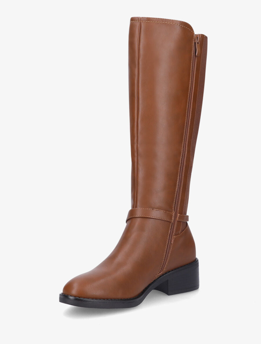 Bottes style cavalière en simili - Camel - 3