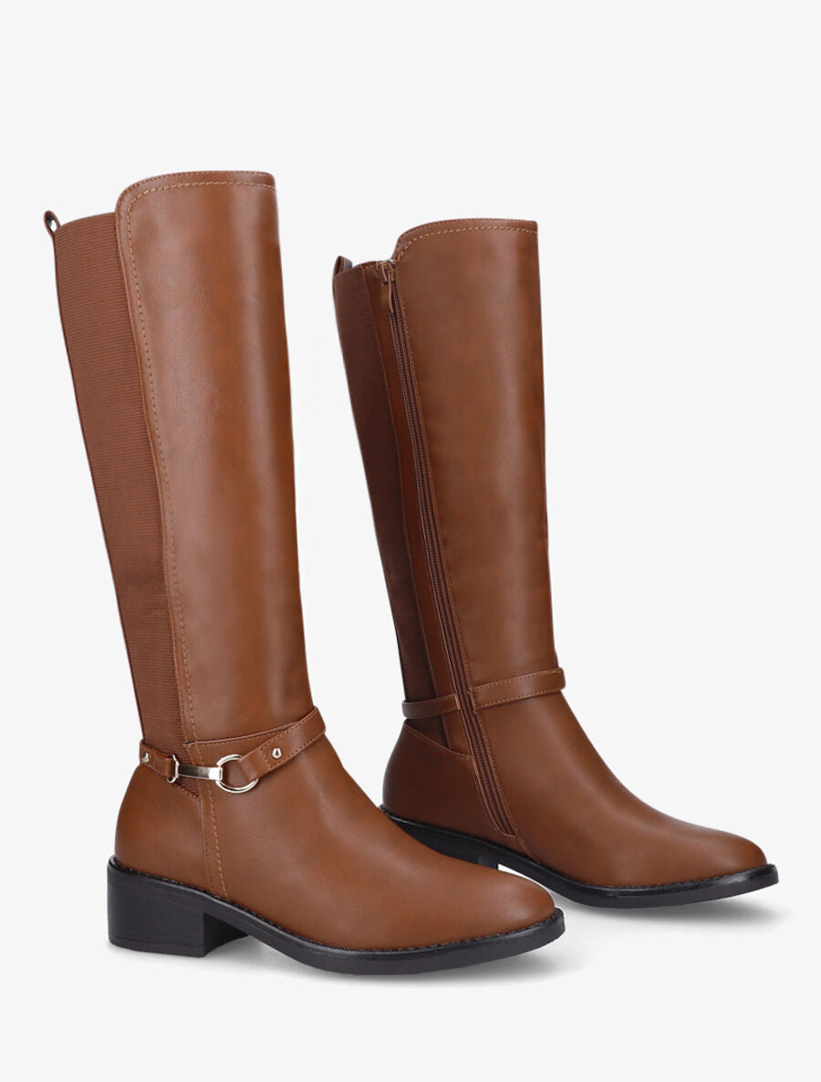 Bottes style cavalière en simili - Camel - 4