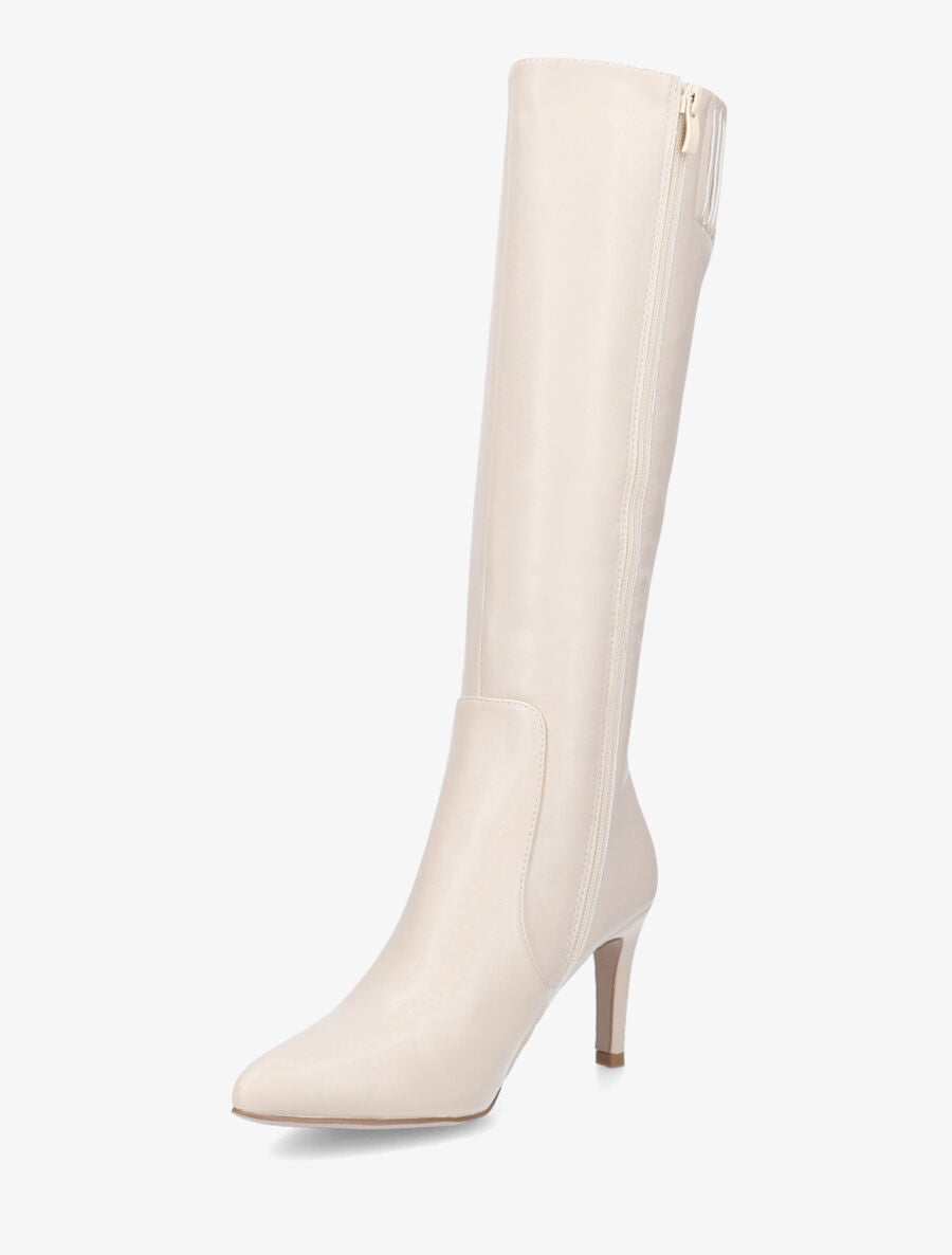 Bottes en simili à talon aiguille - Beige - 3