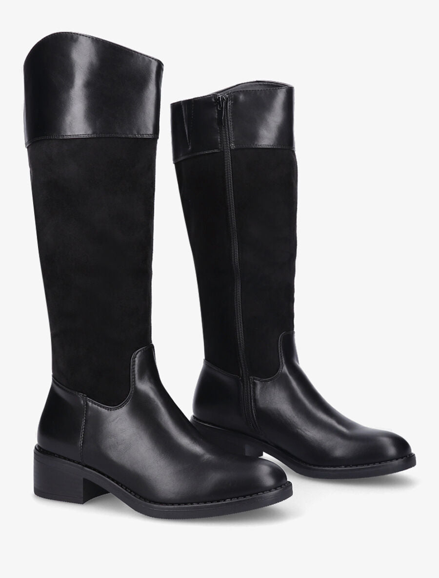 Bottes bimatière unies - Noir - 4