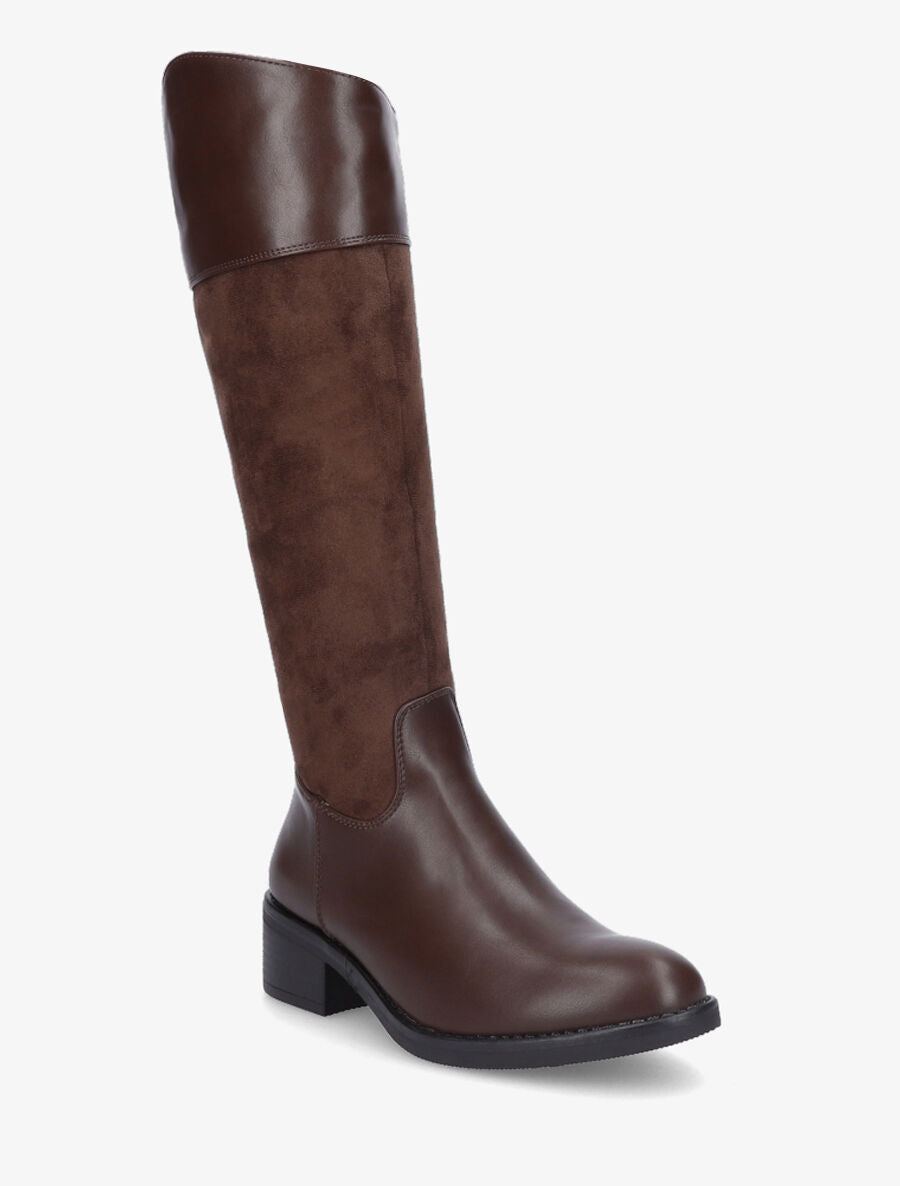 Bottes bimatière unies - Marron - 2