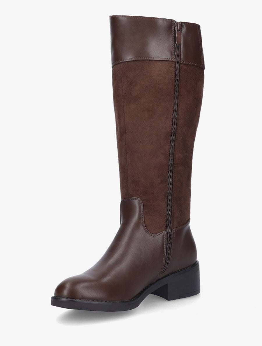 Bottes bimatière unies - Marron - 3