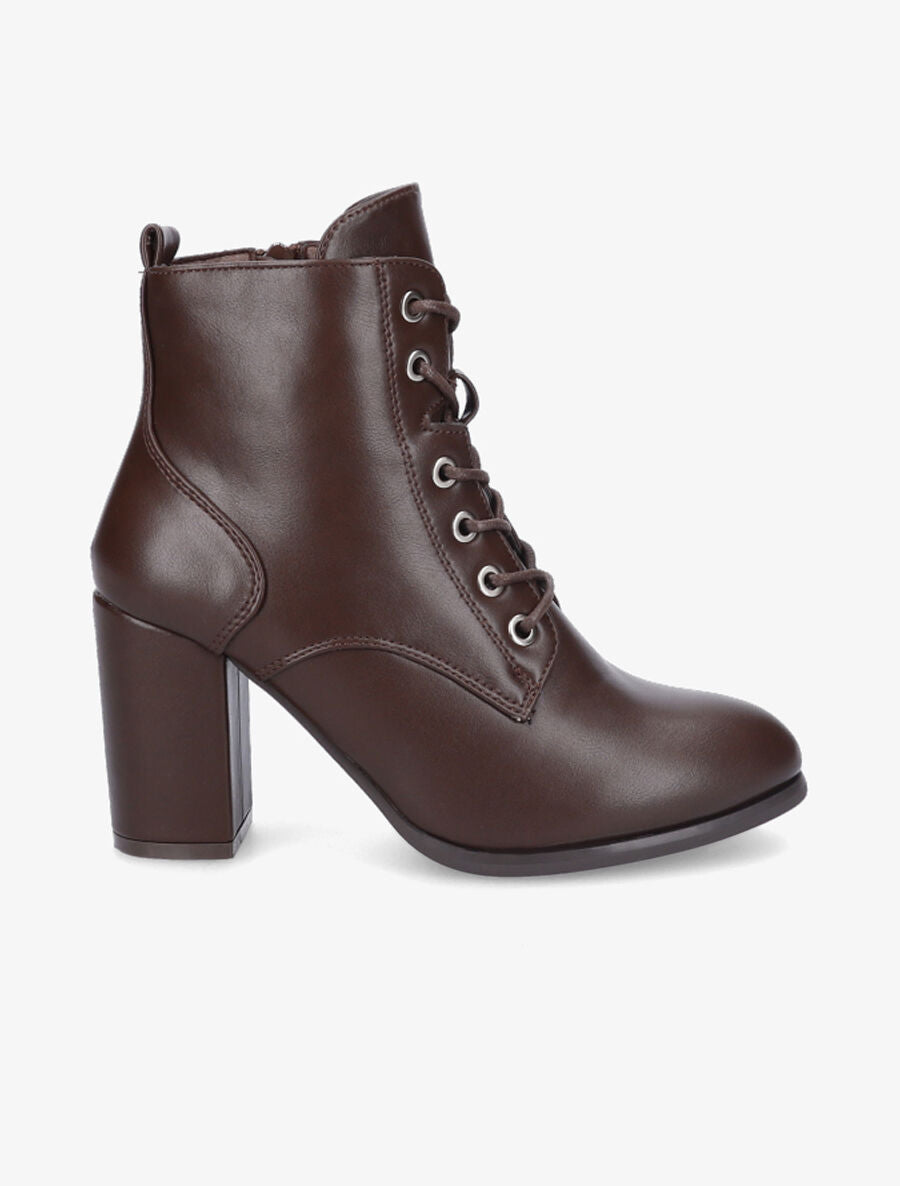 Bottines à lacets en simili - Marron - 5