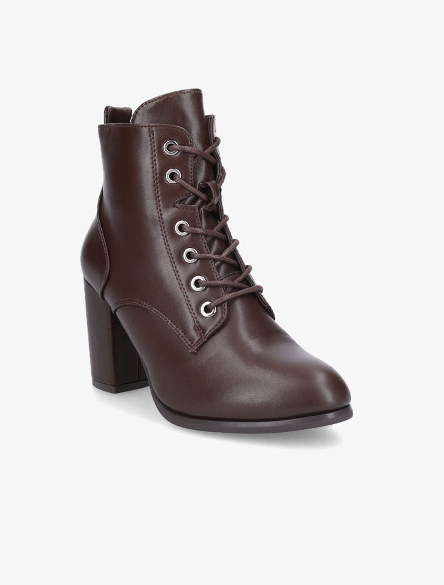 Bottines à lacets en simili - Marron - 2
