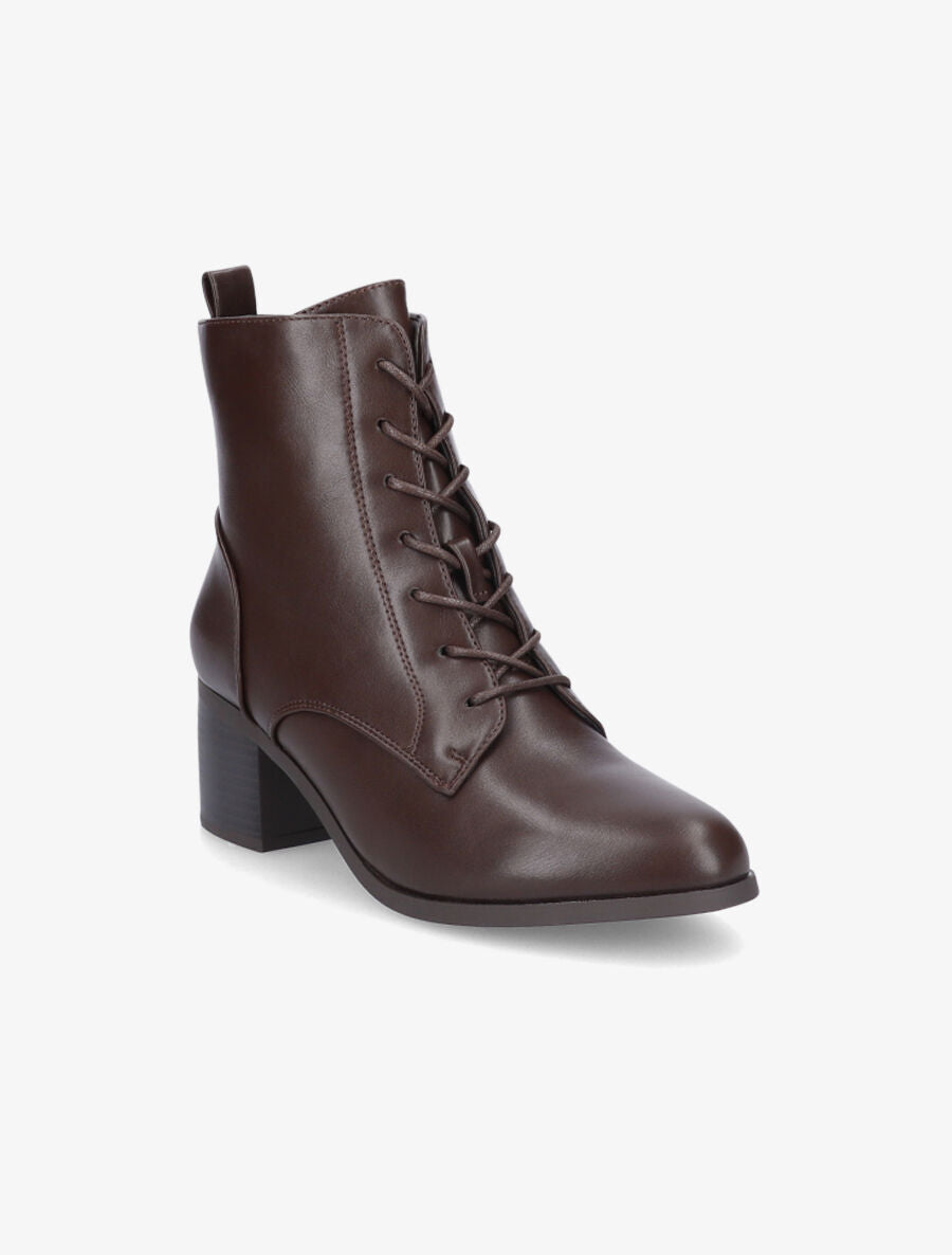 Bottines à lacets et contrefort sûrpiqué - Marron - 2