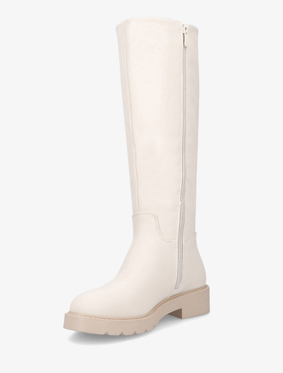 Bottes en simili effet gomme - Beige - 3