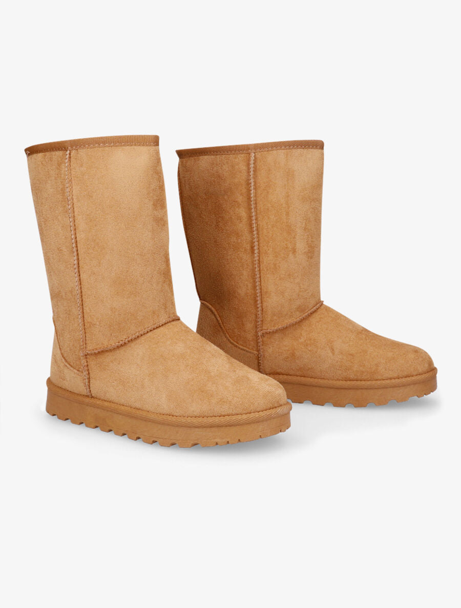 Boots fourrées montantes en suédine - Camel - 4