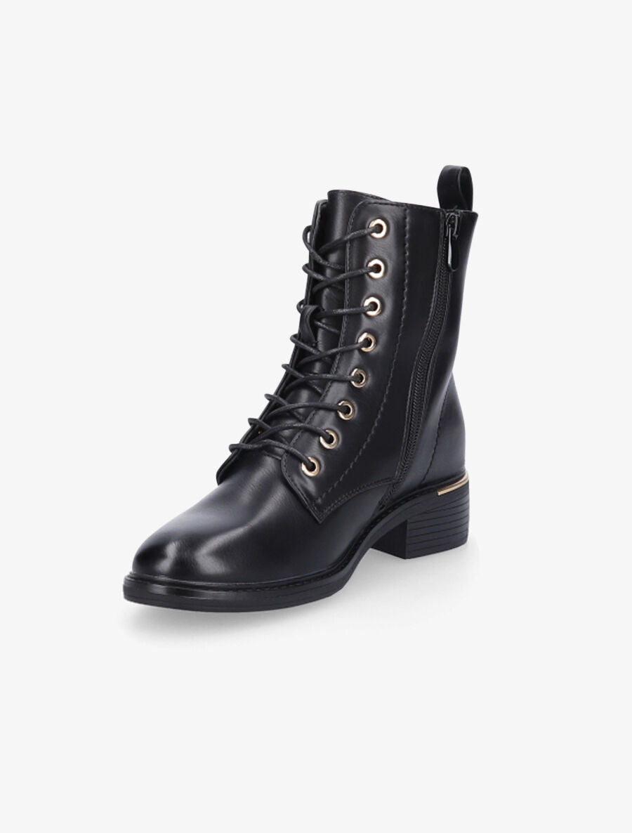Boots lacées à empiècement doré - Noir - 3