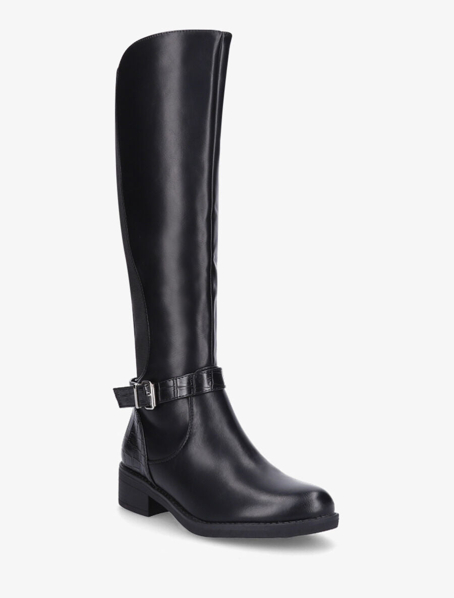 Bottes élastiquées à contrefort effet croco - Noir - 2