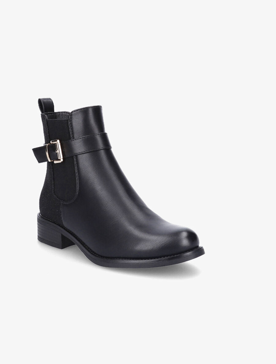 Bottines en simili à contrefort pailleté - Noir - 2