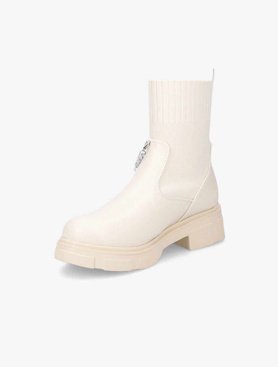 Bottines chaussettes et chaînettes amovibles - Crème - 3