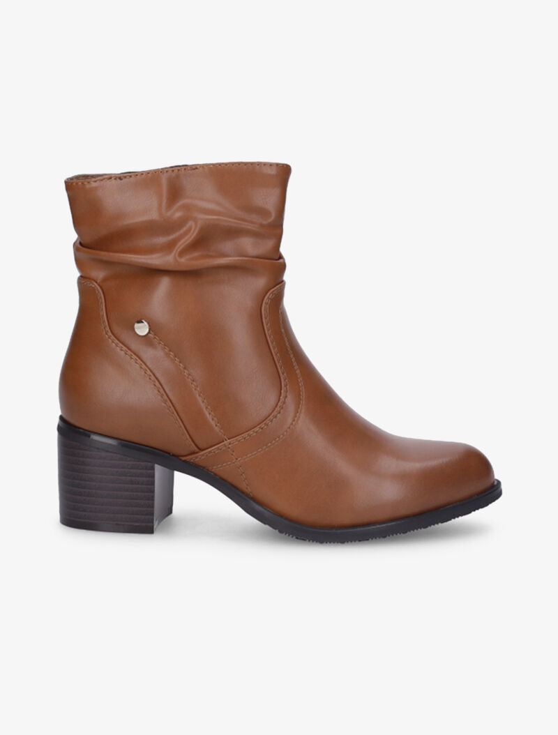 Bottines effet plissé à coutures stylisées - Camel - 2