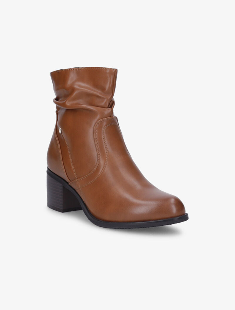 Bottines effet plissé à coutures stylisées - Camel - 3