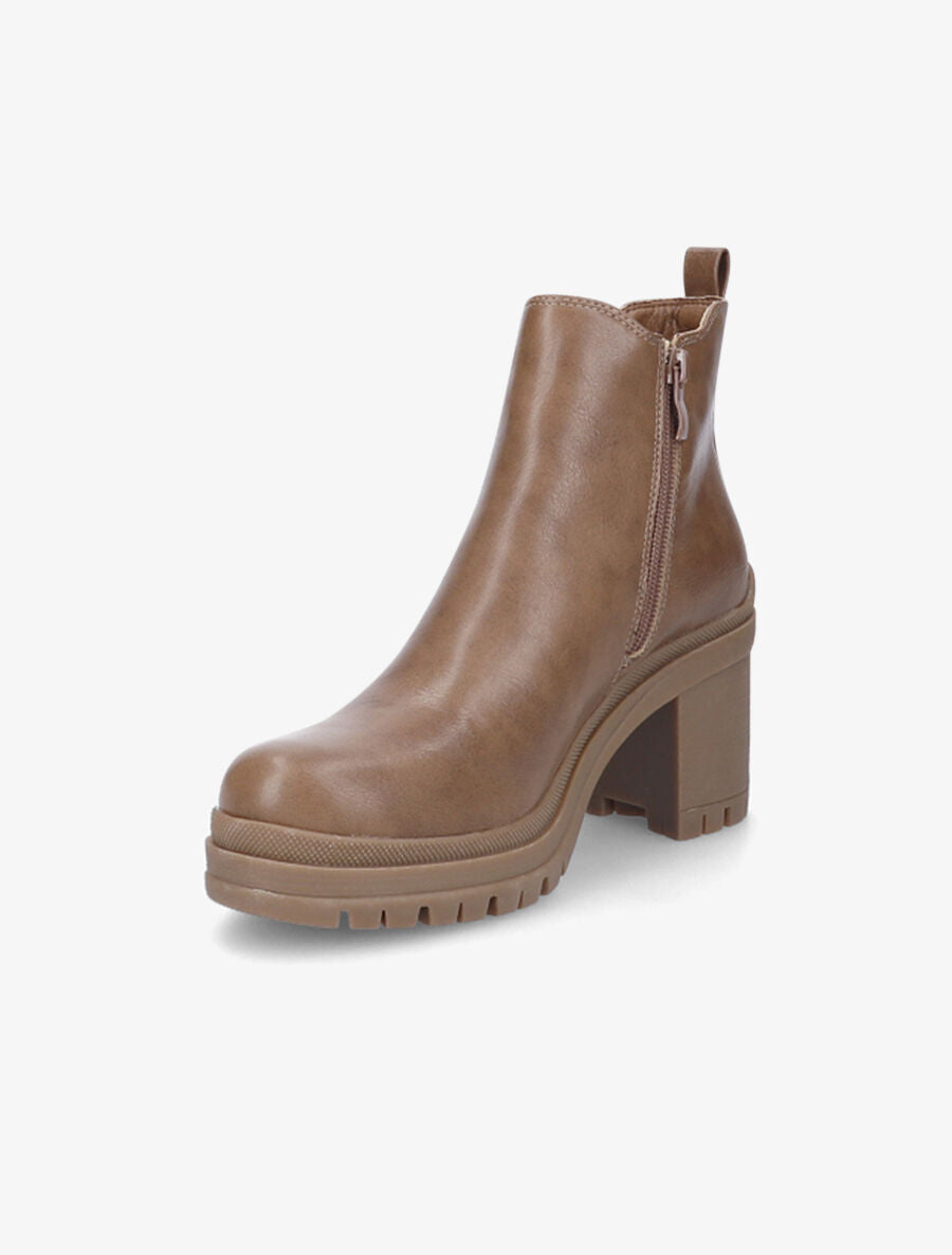 Bottines élastiquées à talon mi-haut - Taupe - 3