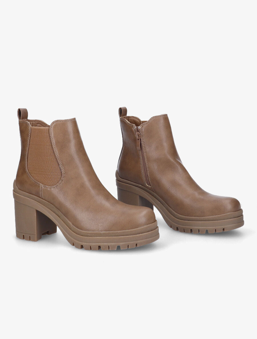 Bottines élastiquées à talon mi-haut - Taupe - 4
