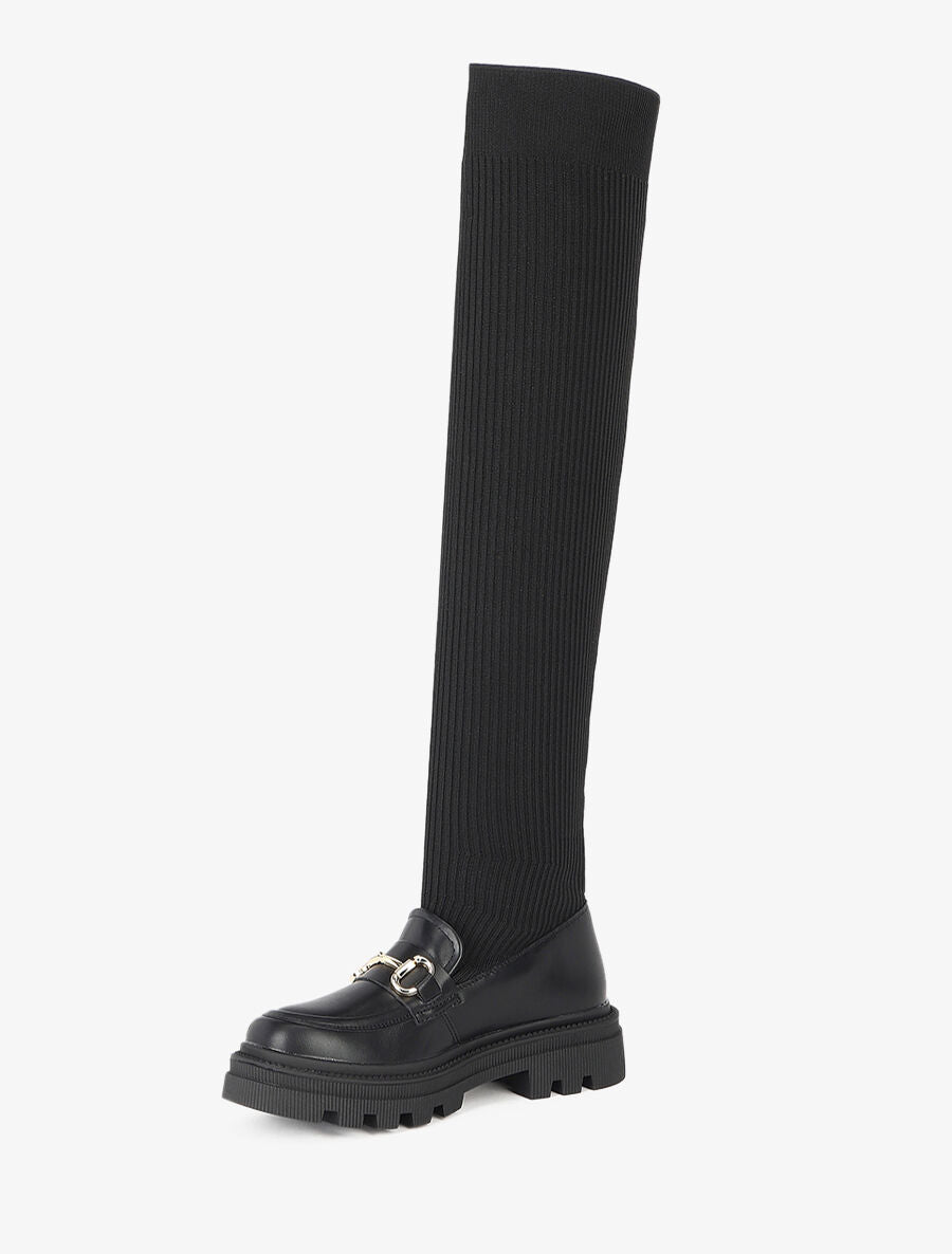 Cuissardes style chaussette à boucle - Noir - 2