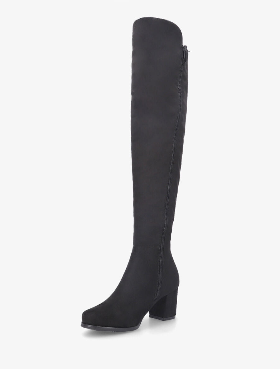 Bottes en suédine à talon épais - Noir - 3