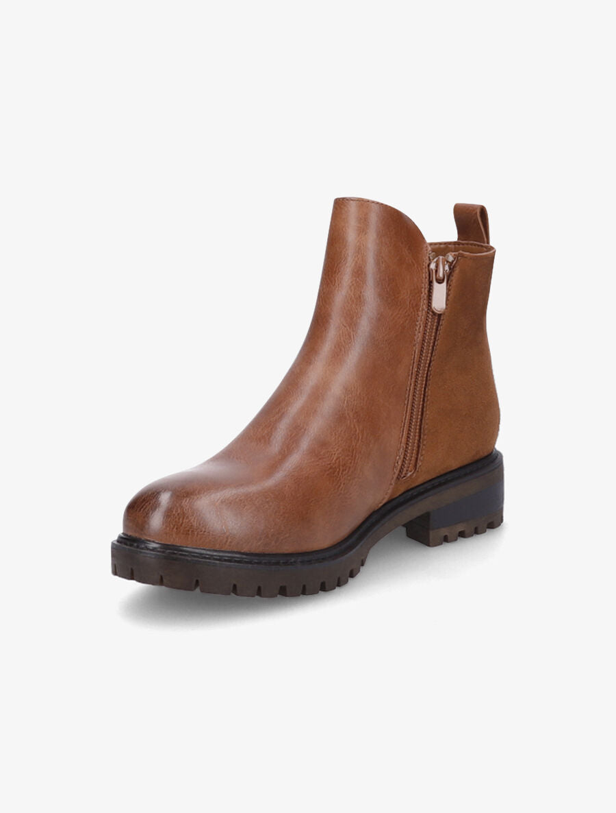 Bottines bi-matière et paillettes - Camel - 3