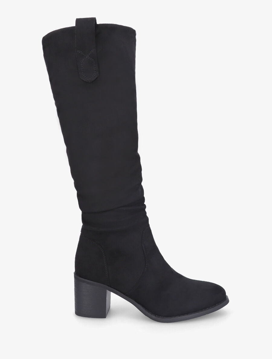 Bottes fourrées en suédine effet plissé - Noir - 5