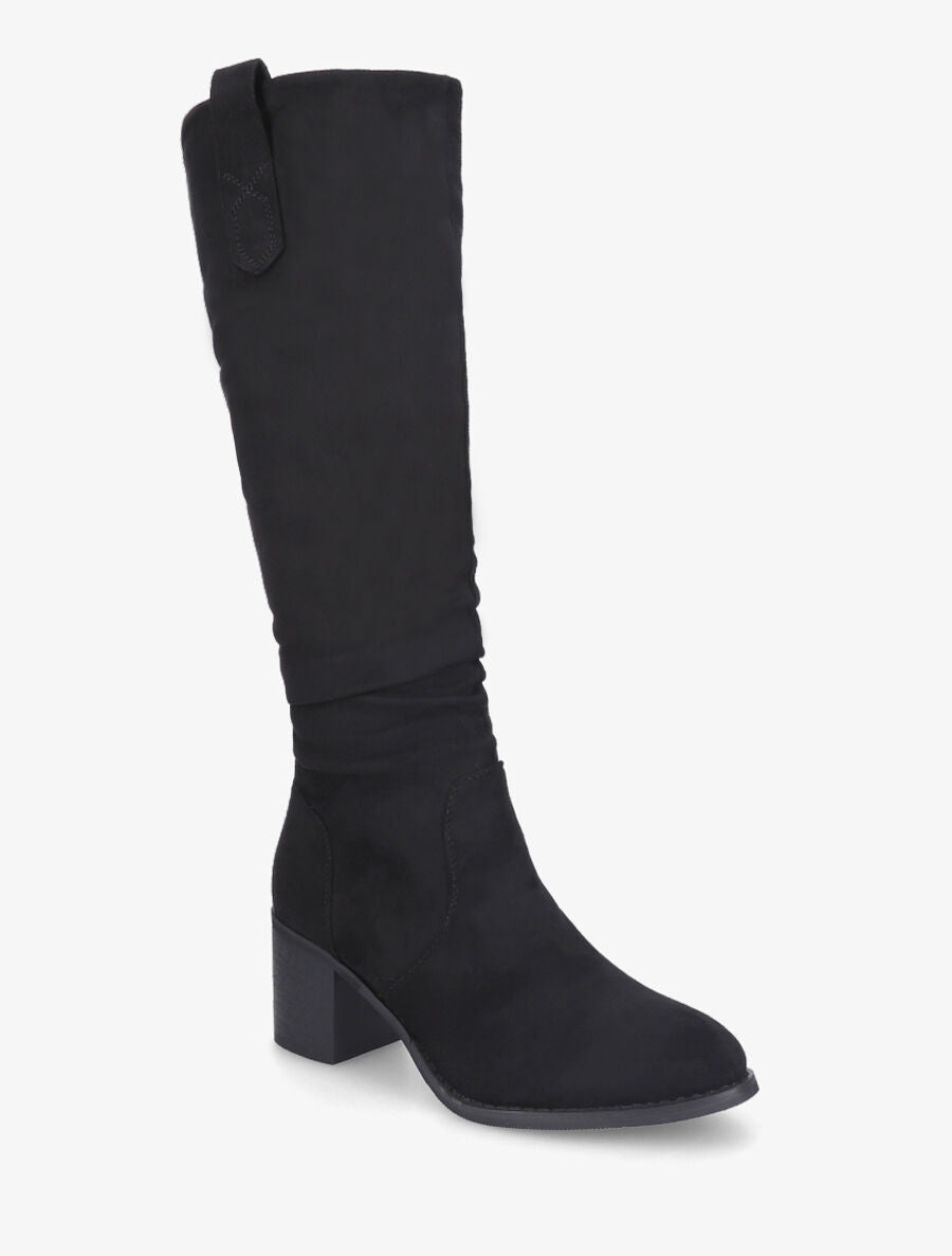 Bottes fourrées en suédine effet plissé - Noir - 2