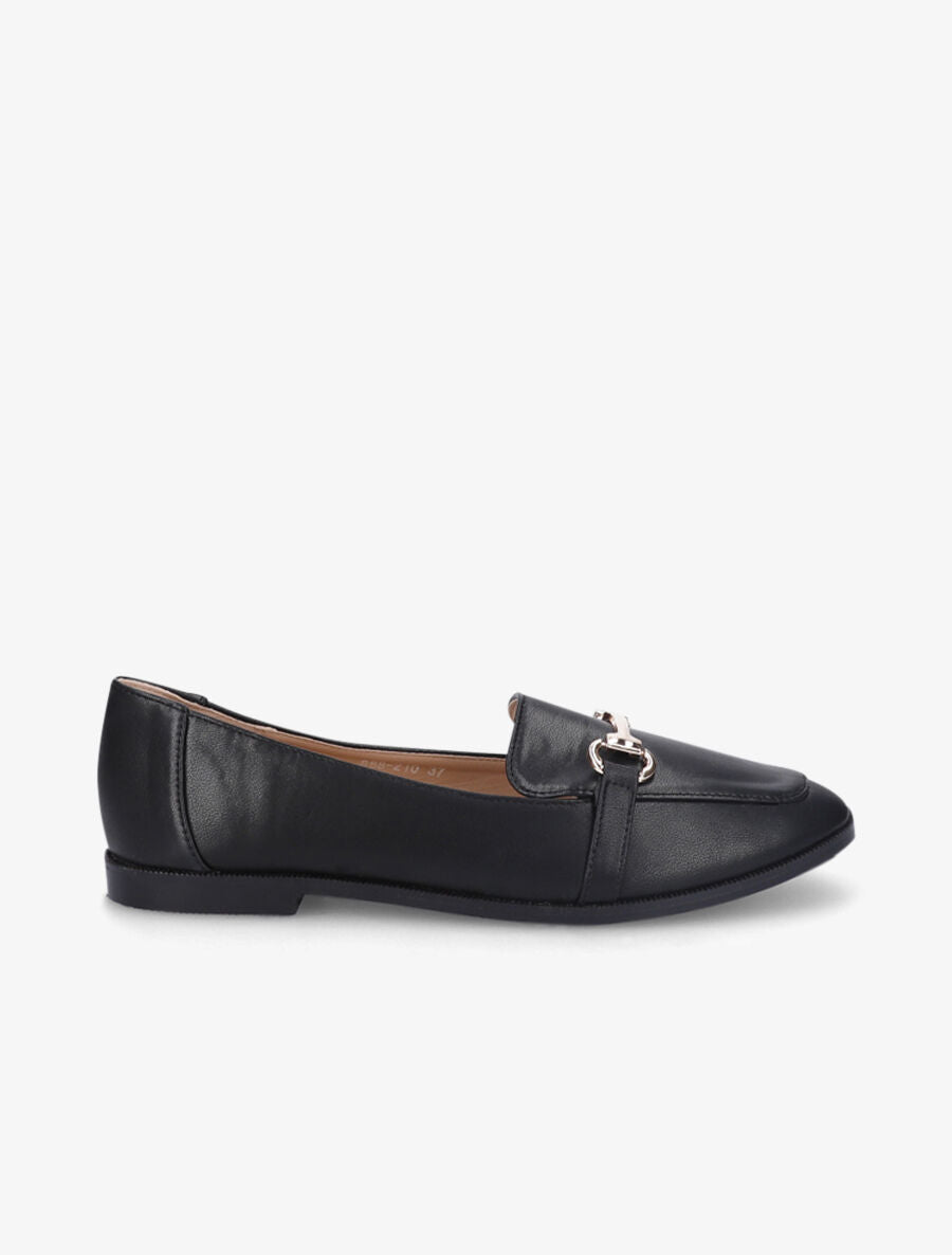Mocassins à boucle en simili - Noir - 5