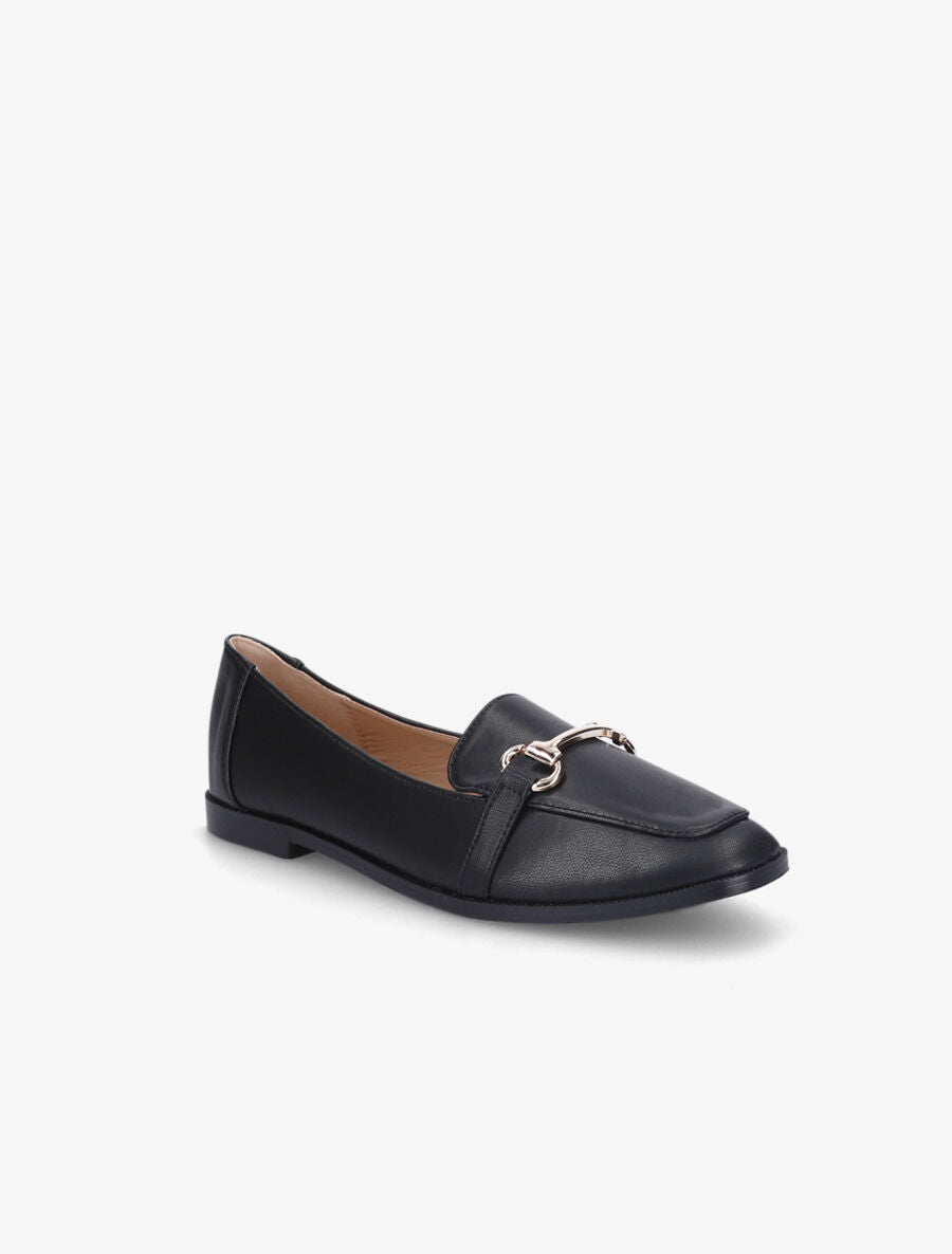 Mocassins à boucle en simili - Noir - 2