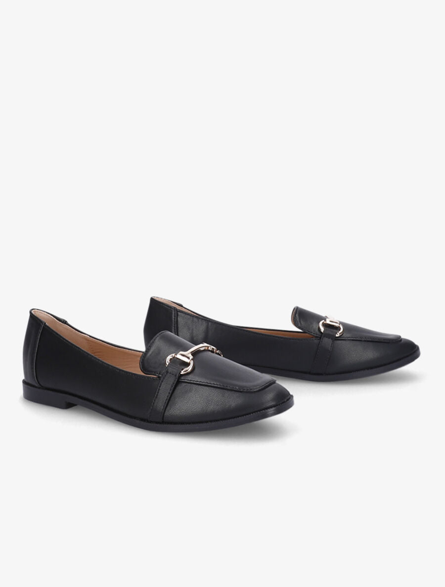 Mocassins à boucle en simili - Noir - 4